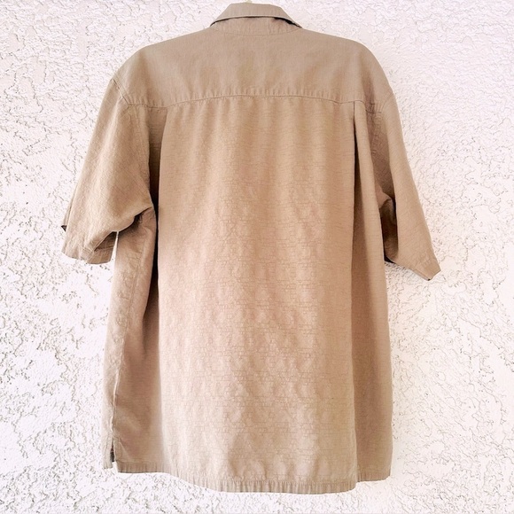 Op mens size L short sleeved khaki shirt Aloha Tropical Hawaiian beach - Picture 3 of 5